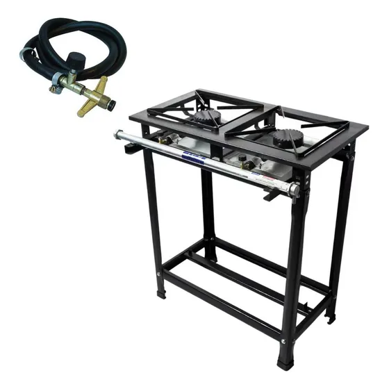 Fogão Industrial 2 Bocas Alta Pressão 30x30 + Registro