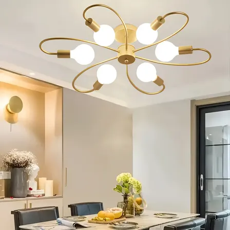 Luminárias De Teto Moderno Lustres Sala Jantar 6 Lâmpadas 127/220v Dourado