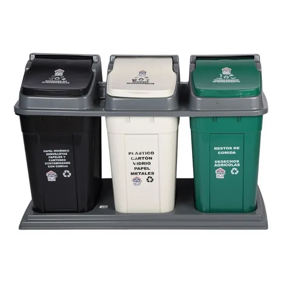 Punto Ecológico Pedal De 35 Litros 3 Puestos