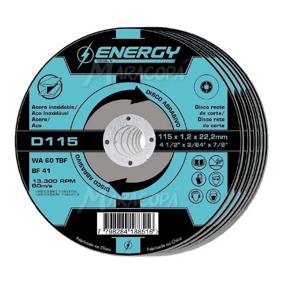Discode corte Energy D115 11.5cm x 1.2mm color celeste/negro 10 unidades