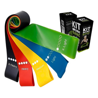 Kit 5 Mini Band Faixas Elásticas Treino Academia Exercicios Kit 5 Mini Band Faixas Elásticas Treino Academia Exercicios