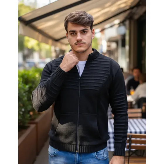 Moletom Blusa De Frio Jaqueta De Zíper Casaco Slim Masculino