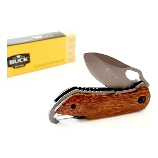 Navaja Buck Tactica Madera Wood Premium Edc Caja Mosqueton