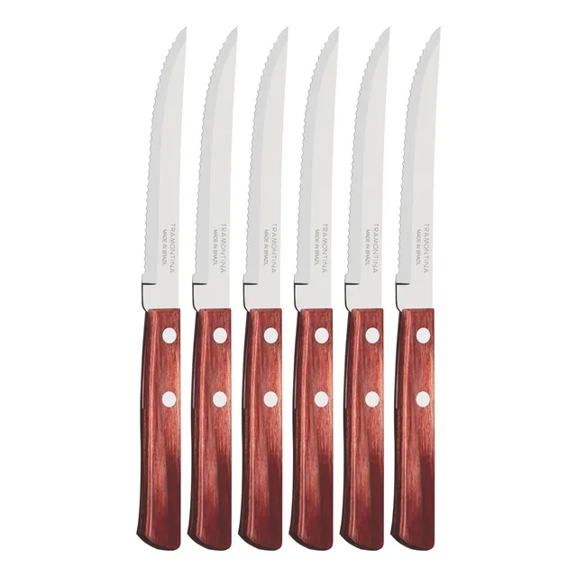 Cuchillo Mesa X6 Unid. Madera Cerezo Polywood Tramontina