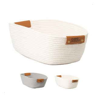 Cesto Algodão Multiuso 45x30x15 Orgazinador Alça Decorativo Cor Branco Cesto Algodão Multiuso 45x30x15 Orgazinador Alça Decorativo Cor Branco