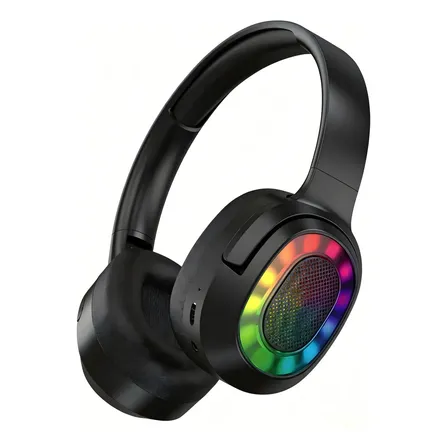 Fone De Ouvido Sem Fio Headphone Ka92 Rgb Led Bluetooth 5.3, Conexão Bimodal, Conexão 3,5mm, Over-ear 15 Horas, Gamer Pc Computador Vídeogame Preto