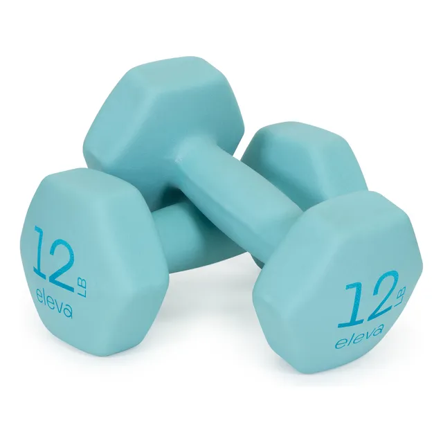 Par De Mancuernas 12 Lb Neopreno Entrenamiento Premium Eleva Color Turquesa