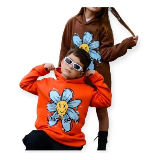 Buzo Oversize Unisex Con Capucha Estampa Y Colores Cancheros