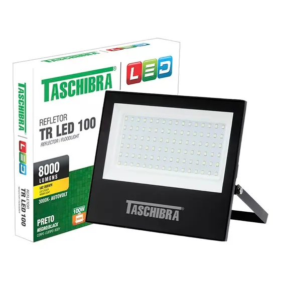 Refletor Tr Led 100w Preto Taschibra 3000k Branco Quente Luz Luz Quente - 3000k 127/220v
