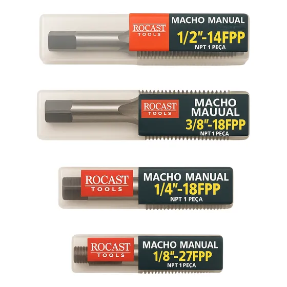 Kit Macho Manual Rosca Gás Npt 1/8 - 1/4 - 3/8 - 1/2 Rocast