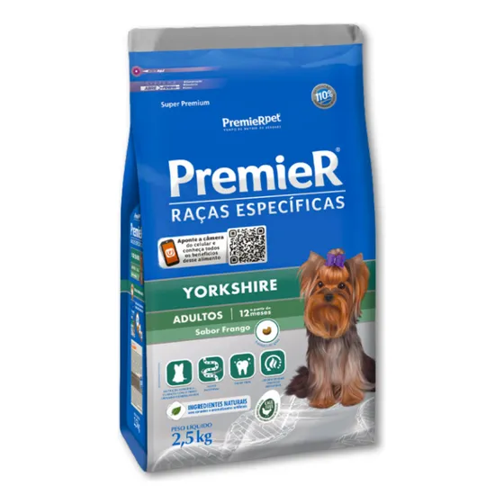 Ração Premier Cão Yorkshire Sabor Adultos Sabor Frango 2,5kg