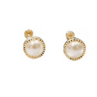 Amor Eterno - Broqueles Perla Facetada Mini Aretes Oro 10k Amor Eterno - Broqueles Perla Facetada Mini Aretes Oro 10k