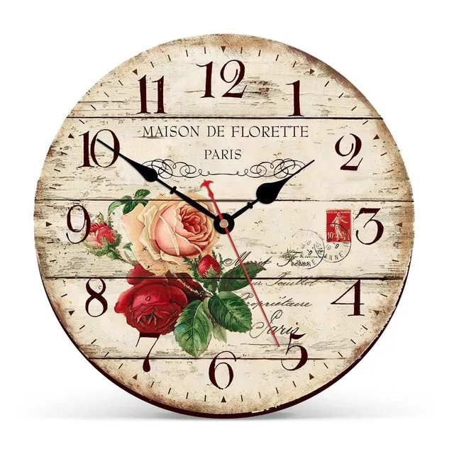 Reloj Pared Patron Flor 8  Silencioso Tictac Facil Leer Para