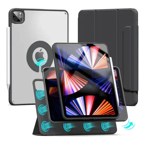 Mr. Gadgets Funda Case Transparente Smart Folio 2 En 1 Magnetico, Antifouling, Compatible Con iPad Air 4th/5th 10.9 Pulgadas / iPad Air M2/ M3 11 Pulgadas, Porta Lapices, Soporte Plegable, Color Negro