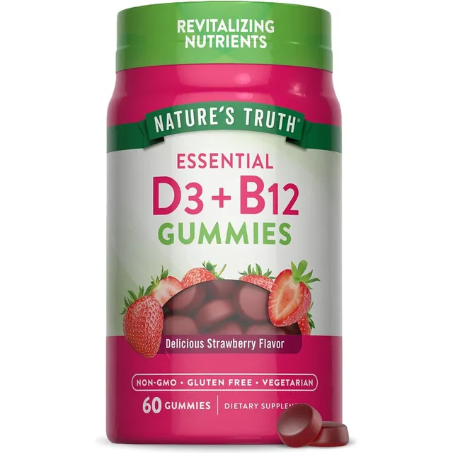 Vitamina D3 Y Vitamina B12 Nature's Truth 60 Gomitas Fresa