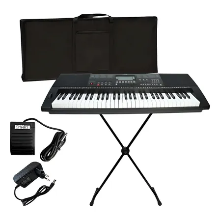 Kit Teclado Key Power Kp-500 + Estante + Pedal + Bag