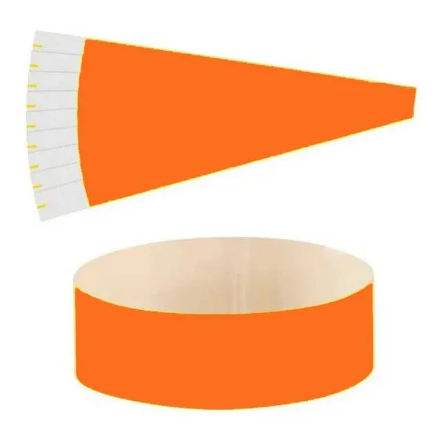 50 Brazaletes Tyvek Naranja Neon