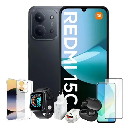 Smartphone Xiaomi Redmi 15c 256gb 8gb - Nf E Kit Completo - Preto