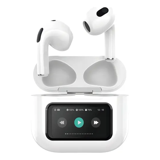 Fone De Ouvido Bluetooth Sem Fio Tws In-ear Tela Touch Lcd Cor Branco Basike