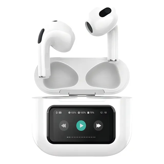 Fone De Ouvido Bluetooth Sem Fio Tws In-ear Tela Touch Lcd Cor Branco Basike