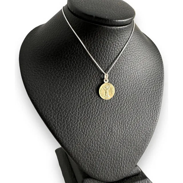 Cadena Medalla Divino Niño Plata 925 Oro 18k Bautismo Regalo