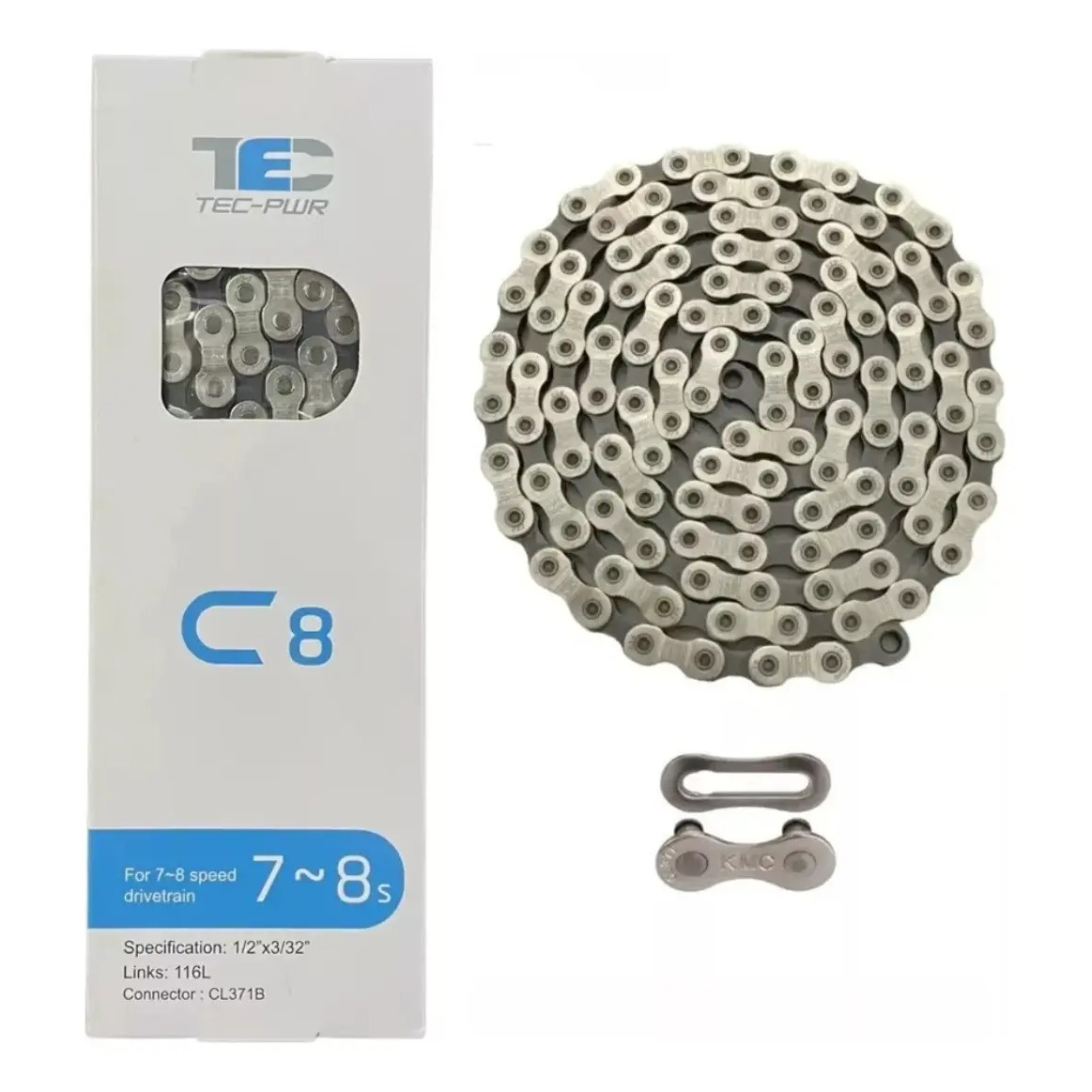 Corrente TEC C8 8v Bike Compatível Shimano Sram Com Power Link Prateado