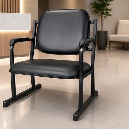Cadeira Bariátrica Reforçada Suporta 250kg Obeso Multflex Preto Couro Sintético