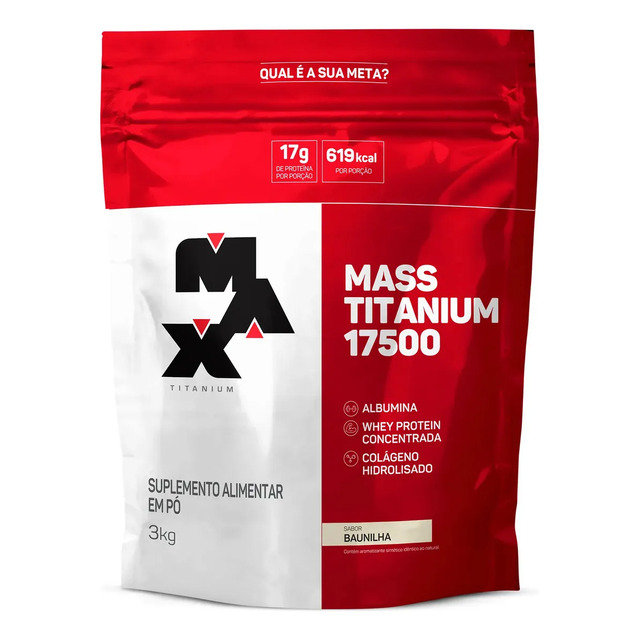 Hipercalórico Mass Titanium 17500 3kg - Max Titanium Sabor Baunilha Hipercalórico Mass Titanium 17500 3kg - Max Titanium Sabor Baunilha