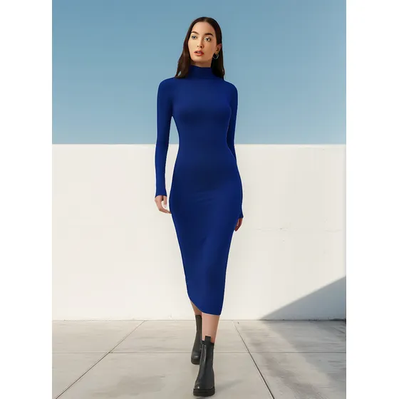 Maxi Vestido Cafarena , Vestido Largo Invierno Cuello Alto