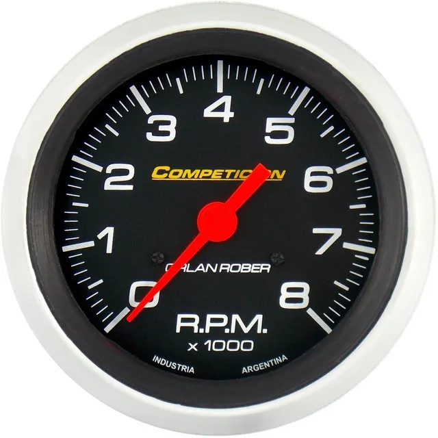 Tacómetro Orlan Rober Línea Competición , De 2 A 8  Cilindros 8000 Rpm , Alojamiento Ø86mm , Fondo Negro