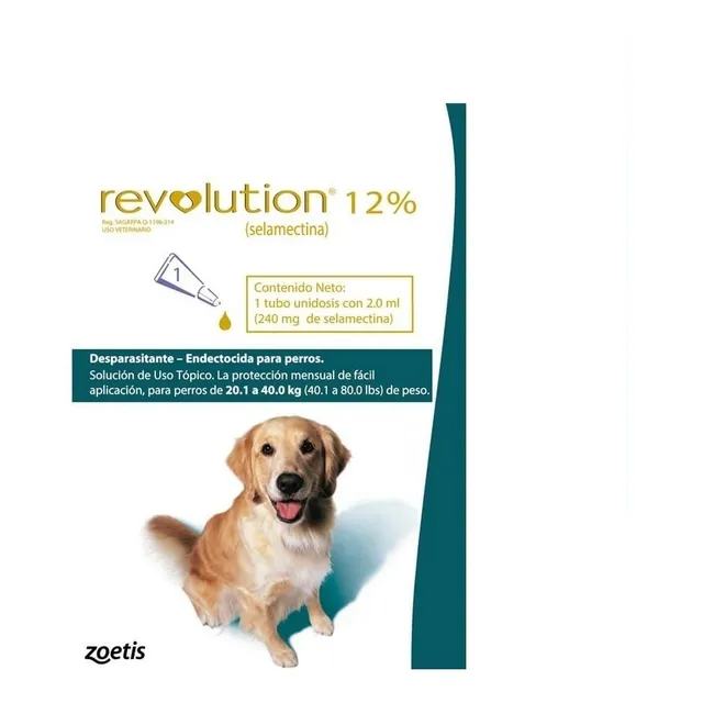 Pipeta Antipulgas Y Garrapatas Perro 20 A 40 Kg Revolution 
