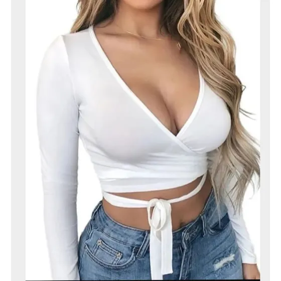 Crop Top Dama Blusas Camisas Sweter 