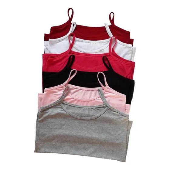 L 6 Blusas Básicas Lisas Con Tiras De Espagueti