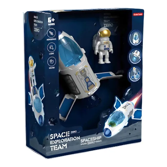 Nave Espacial Con Astronauta Spacheship Hero Con Luz Sonido Color Gris