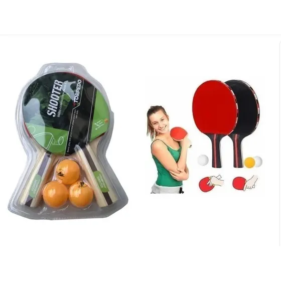 Set 2 Paletas Raquetas Ping Pong Tenis De Mesa + 3 Pelotas