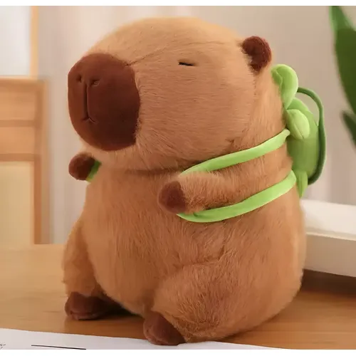 TRENSETGO Peluche Capibara De 30 Cm Con Mochila De Tortuga Desmontable: Peluche Suave Y Adorable, Color Marrón, Ideal Para Regalar Y Decorar