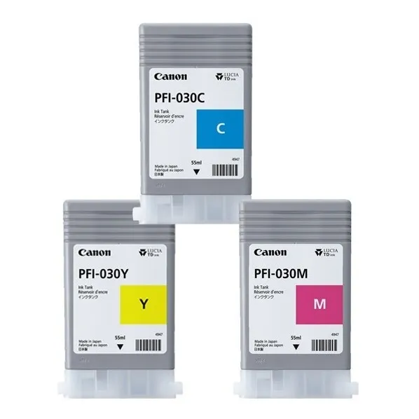 Set De 3 Tintas Canon Pfi-030 Cyan, Magenta Y Amarillo