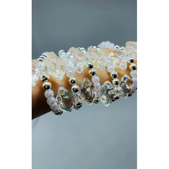Pulsera Niña Despertando Con Dije Moño Transparente
