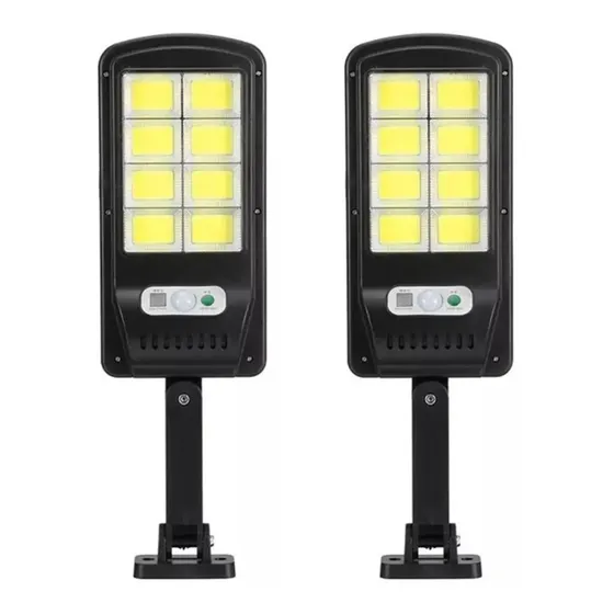 Pack 2 Foco Solar Led Exterior Sensor Movimiento 160 Led Ts8 Carcasa Negro 8 Celda 160 Led Luz Blanco Frío | Cuotas sin interés