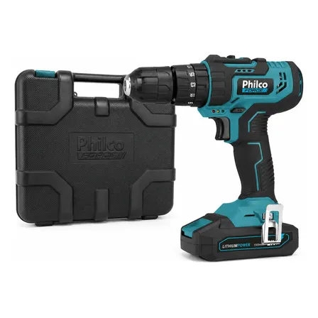 Furadeira Parafusadeira De Impacto Philco 21v 10mm Bivolt Azul-petróleo 127/220v
