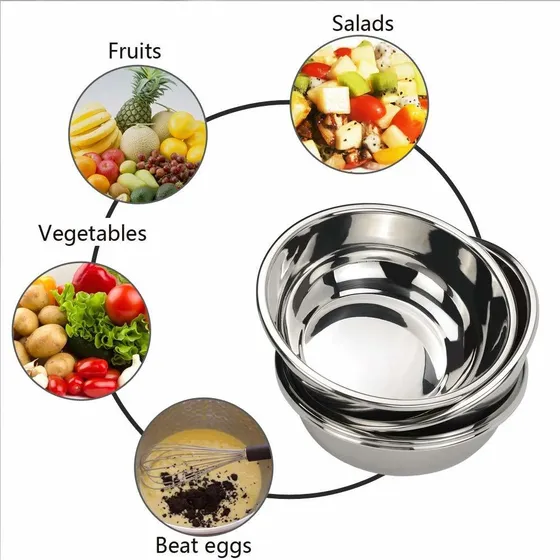 Ggbin Juego Cuenco Acero Inoxidable Para Ensalada
