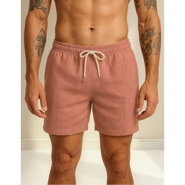 Short De Linho Masculino Bermuda Leve Praia Verao Novidade Rosê G