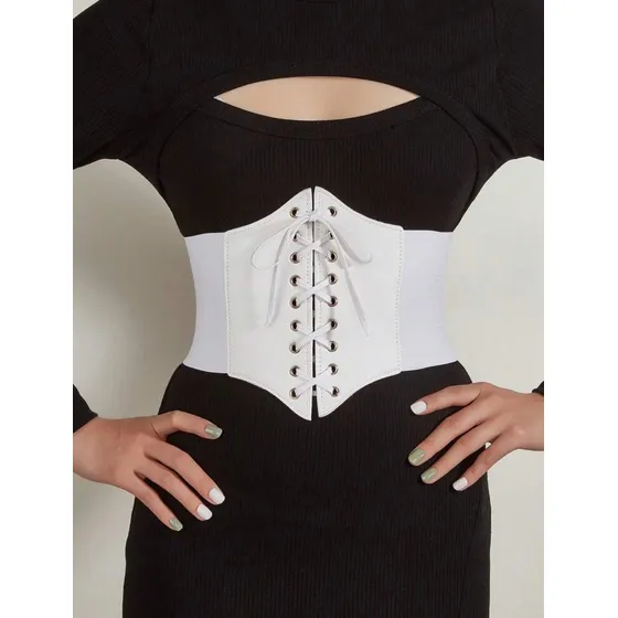 Cinturón Tipo Corset De Cuero Trenzado 