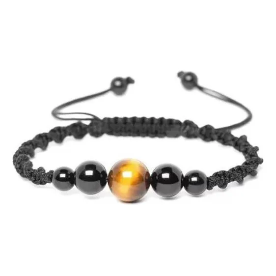  Manilla Pulsera Piedra Natural Turmalina Negra Ojo De Tigre