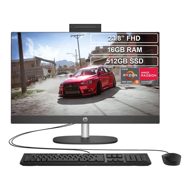 Todo En Uno Hp Proone 245 G10 Ryzen 5 7520u 16gb 512gb 23.8 Color Negro