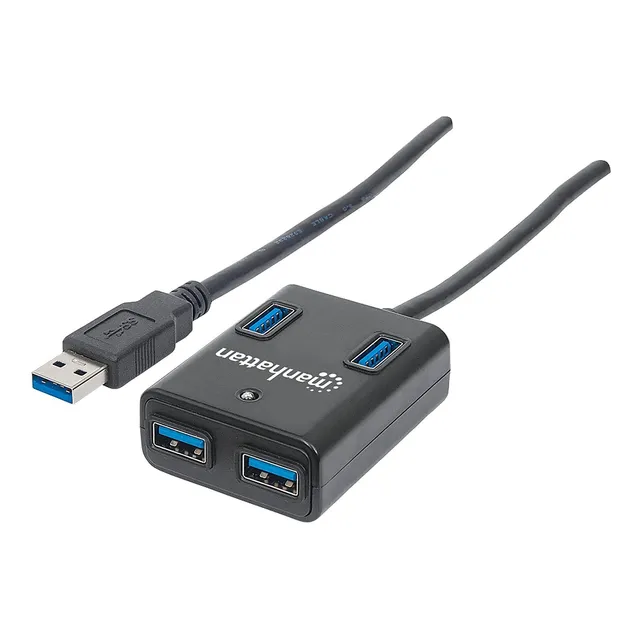 Mini Hub Manhattan 162296 Usb 3.0 Alta Velocidad 4 Puertos
