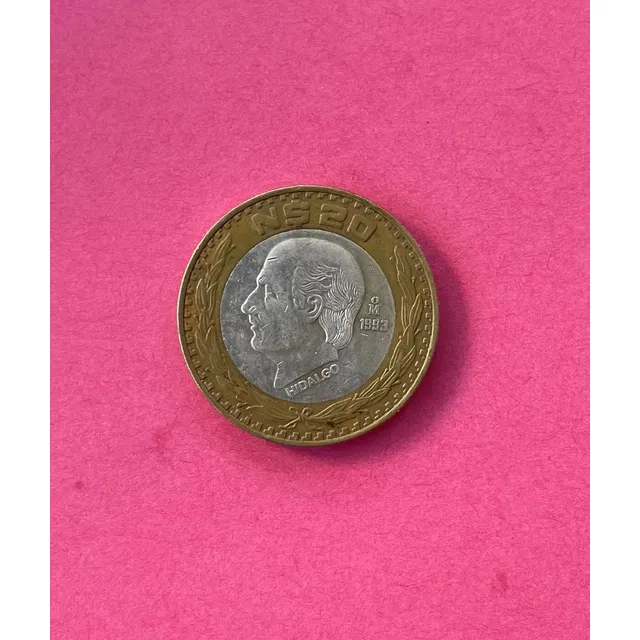 Moneda Veinte 20 Nuevos Pesos Hidalgo 1993 Plata Sterling