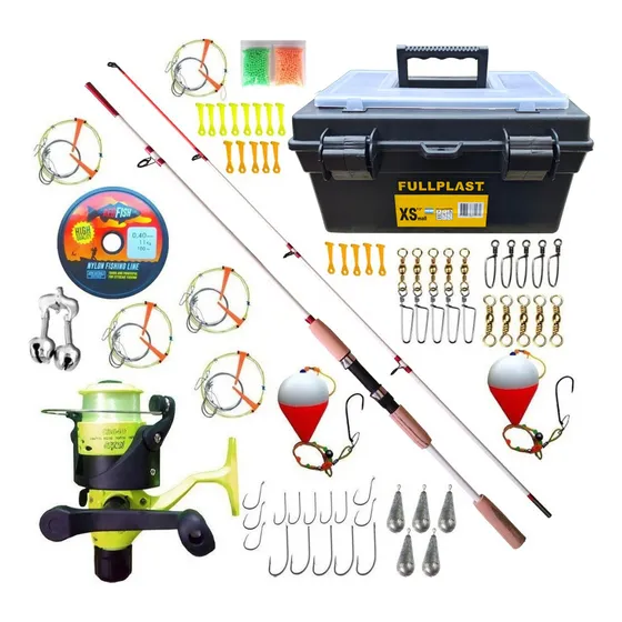Combo Pesca Variada Rio. Caña 2.10 Mts + Reel + Linea + Caja