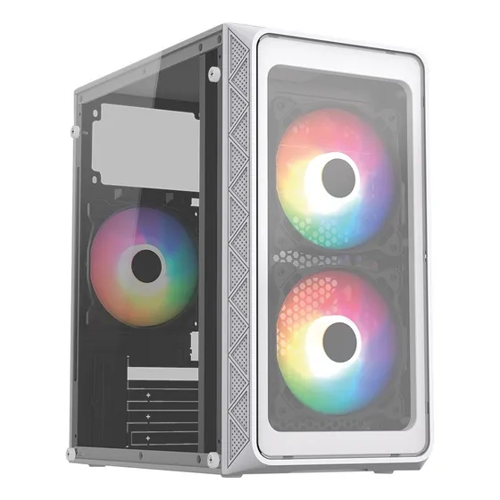 Gabinete Mini Torre Acteck Doom Pro Crystal Gi730 600w 3xfan Color Blanco