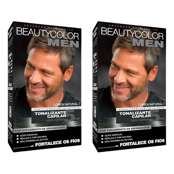 Coloraçao Beauty Color Men Cinza Natural - Kit C/ 2un